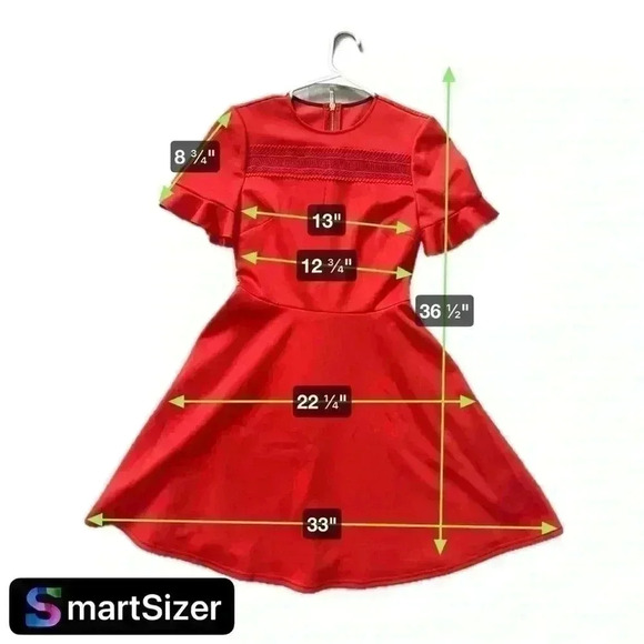 102. Ted Baker London Red Dress ruffled sleeve size 1 - Picture 10 of 10